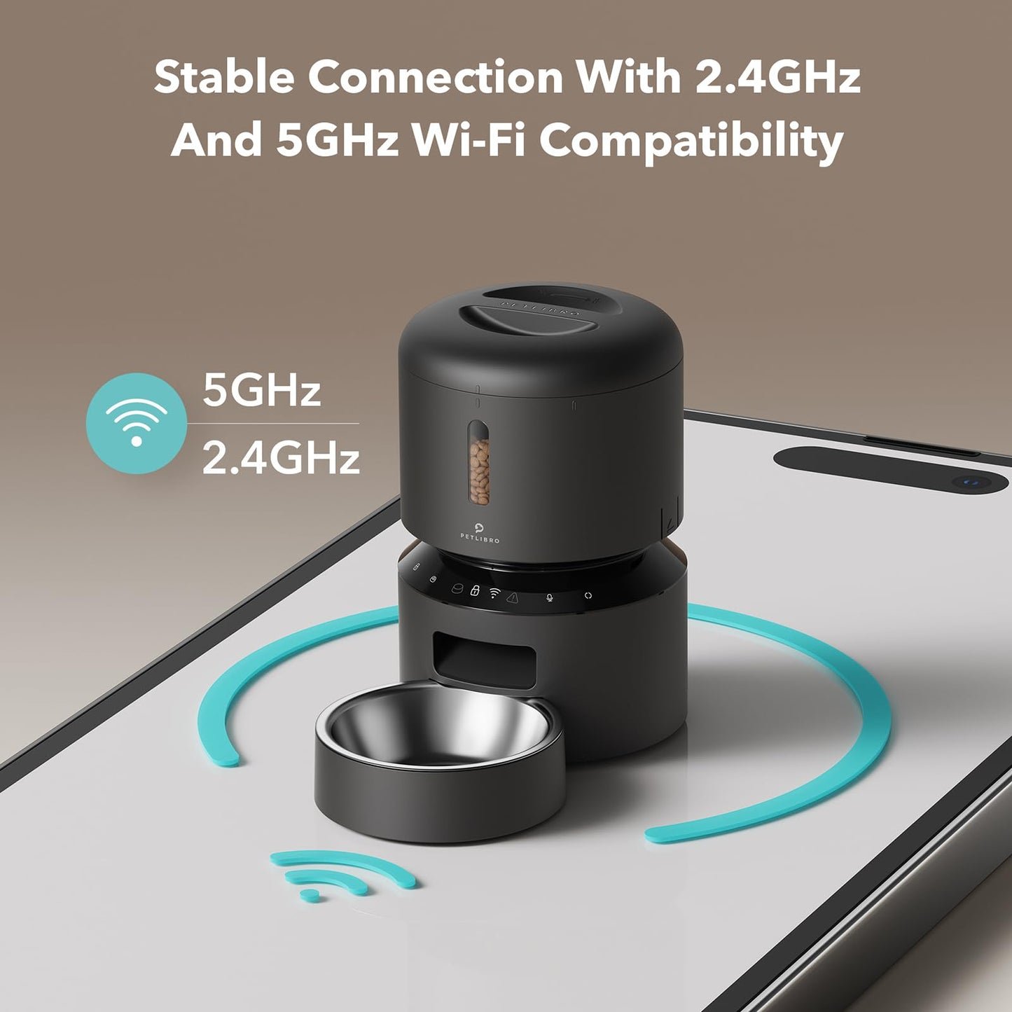 PETLIBRO Automatic Cat Feeder, 5G WiFi Automatic Dog Food Dispenser with Freshness Preservation, 5L Timed Pet Feeder with Low Food Sensor, Up to 10 Meals Per Day, Granary Black