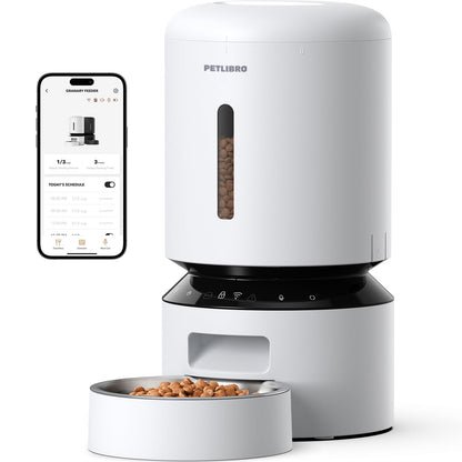 PETLIBRO Automatic Cat Feeder, 5G WiFi Automatic Dog Food Dispenser with Freshness Preservation, 5L Timed Pet Feeder with Low Food Sensor, Up to 10 Meals Per Day, Granary Black