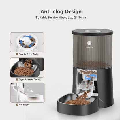 PETULTRA Automatic Cat Feeder: 4L Timed Cats Food Dispenser Programmable 1-6 Meal for Cat and Small Medium Dog- Auto Pet Feeder Easy to Set Up Dual Power Supply with Desiccant Bag| Detachable Washable