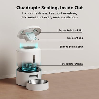 PETLIBRO Automatic Cat Feeder, 5G WiFi Automatic Dog Food Dispenser with Freshness Preservation, 5L Timed Pet Feeder with Low Food Sensor, Up to 10 Meals Per Day, Granary Black