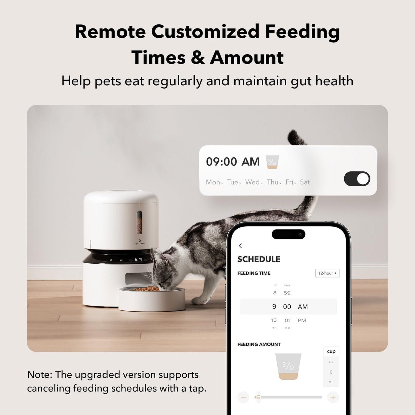PETLIBRO Automatic Cat Feeder, 5G WiFi Automatic Dog Food Dispenser with Freshness Preservation, 5L Timed Pet Feeder with Low Food Sensor, Up to 10 Meals Per Day, Granary Black