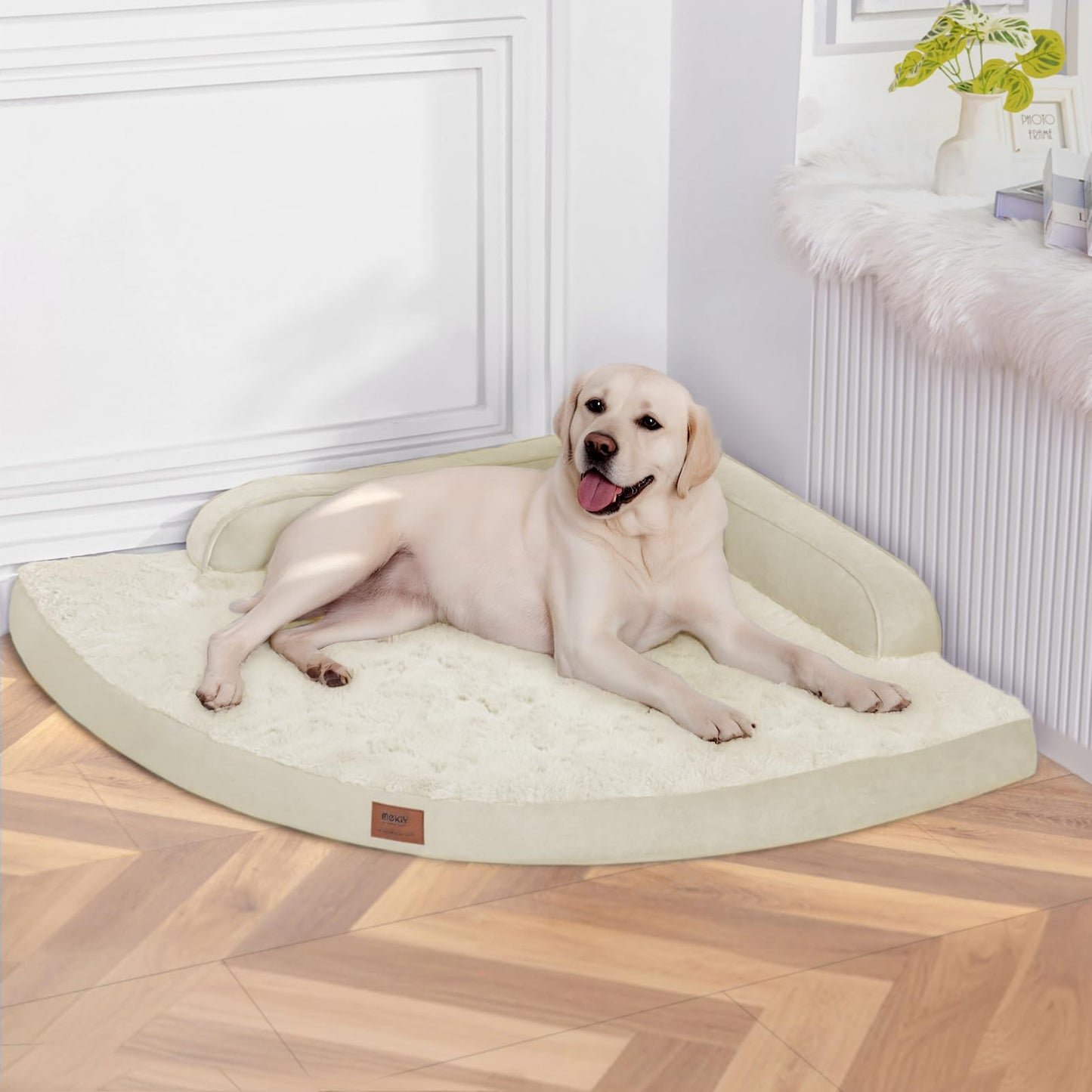 MEKIY Large Dog Bed - XL Orthopedic Egg-Crate Memory Foam Dog Beds with Removable Washable Cover, Waterproof Pet Beds with Non-Slip Bottom, Grey