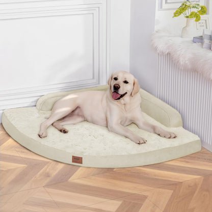 MEKIY Large Dog Bed - XL Orthopedic Egg-Crate Memory Foam Dog Beds with Removable Washable Cover, Waterproof Pet Beds with Non-Slip Bottom, Grey