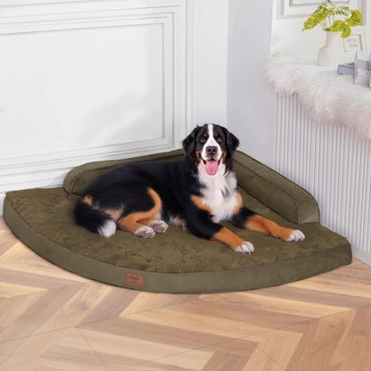 MEKIY Large Dog Bed - XL Orthopedic Egg-Crate Memory Foam Dog Beds with Removable Washable Cover, Waterproof Pet Beds with Non-Slip Bottom, Grey