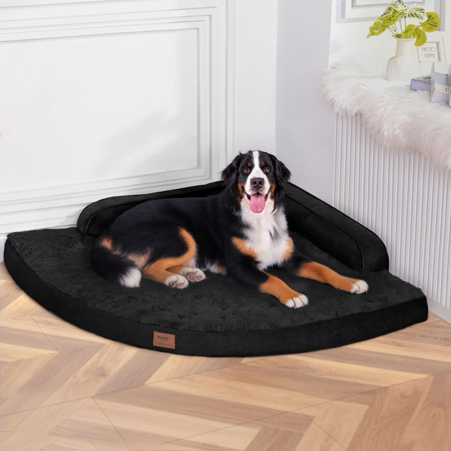 MEKIY Large Dog Bed - XL Orthopedic Egg-Crate Memory Foam Dog Beds with Removable Washable Cover, Waterproof Pet Beds with Non-Slip Bottom, Grey