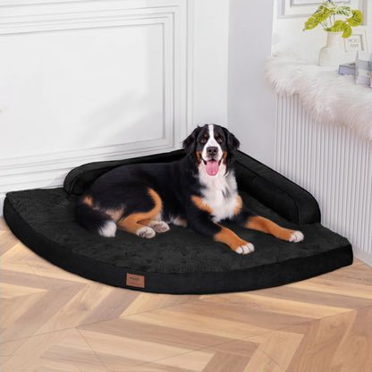 MEKIY Large Dog Bed - XL Orthopedic Egg-Crate Memory Foam Dog Beds with Removable Washable Cover, Waterproof Pet Beds with Non-Slip Bottom, Grey
