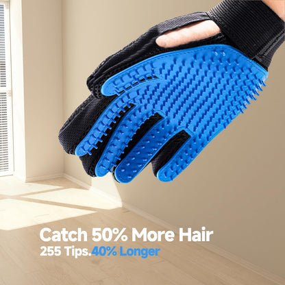 NVNAN Pet Hair Removal Glove for Dogs & Cats, 2-in-1 Deshedding Brush & Massage Mitt - Grooming Gloves for Shedding Control, Bathing and Washing, Safe for Short/Long Hair Pets 2-Pack (Blue)