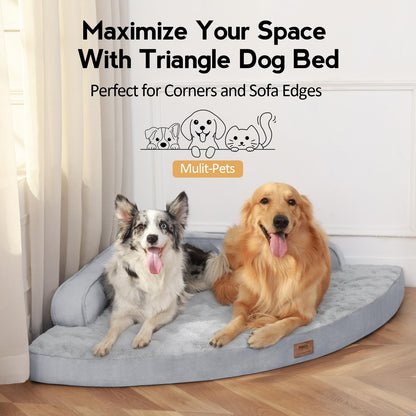 MEKIY Large Dog Bed - XL Orthopedic Egg-Crate Memory Foam Dog Beds with Removable Washable Cover, Waterproof Pet Beds with Non-Slip Bottom, Grey