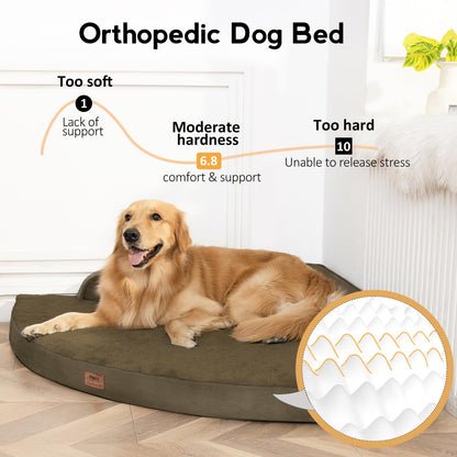 MEKIY Large Dog Bed - XL Orthopedic Egg-Crate Memory Foam Dog Beds with Removable Washable Cover, Waterproof Pet Beds with Non-Slip Bottom, Grey