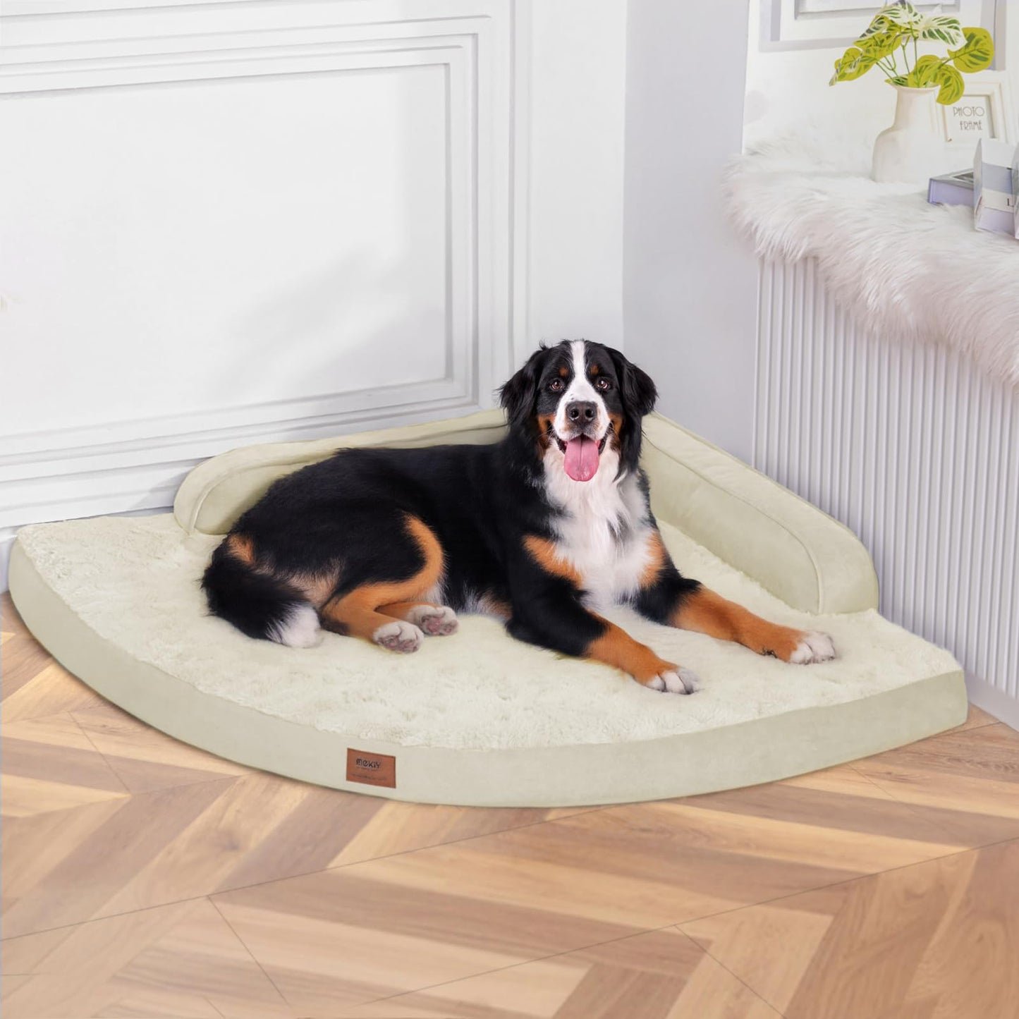MEKIY Large Dog Bed - XL Orthopedic Egg-Crate Memory Foam Dog Beds with Removable Washable Cover, Waterproof Pet Beds with Non-Slip Bottom, Grey