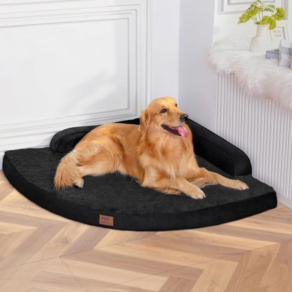 MEKIY Large Dog Bed - XL Orthopedic Egg-Crate Memory Foam Dog Beds with Removable Washable Cover, Waterproof Pet Beds with Non-Slip Bottom, Grey