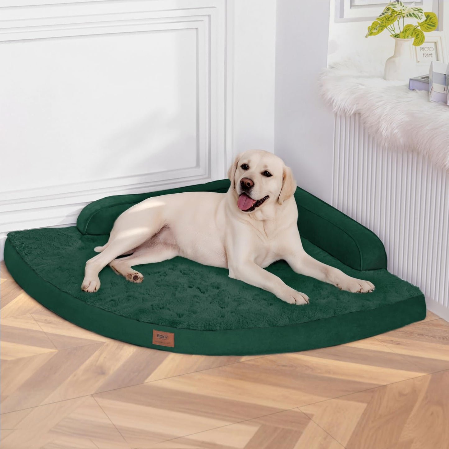 MEKIY Large Dog Bed - XL Orthopedic Egg-Crate Memory Foam Dog Beds with Removable Washable Cover, Waterproof Pet Beds with Non-Slip Bottom, Grey