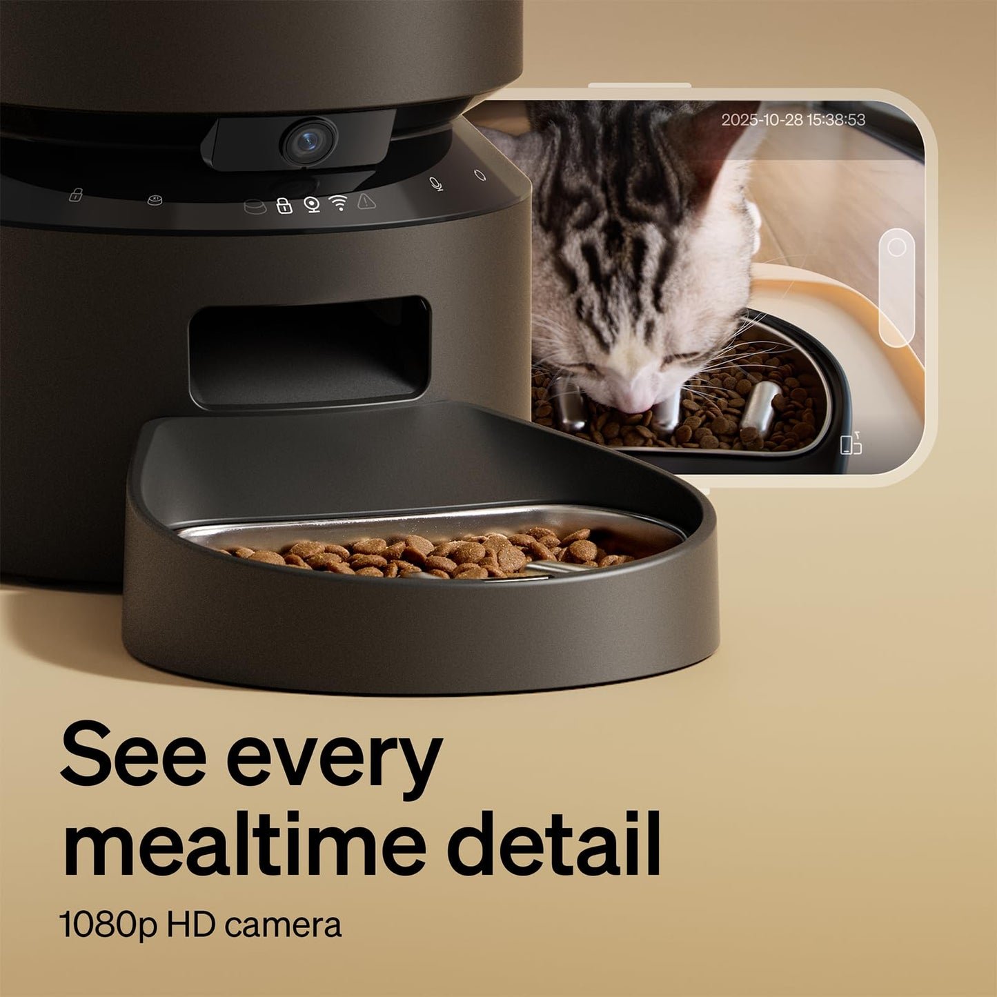 PETLIBRO Automatic Cat Feeder, 5G WiFi Automatic Dog Food Dispenser with Freshness Preservation, 5L Timed Pet Feeder with Low Food Sensor, Up to 10 Meals Per Day, Granary Black