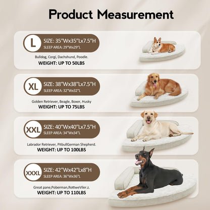 MEKIY Large Dog Bed - XL Orthopedic Egg-Crate Memory Foam Dog Beds with Removable Washable Cover, Waterproof Pet Beds with Non-Slip Bottom, Grey