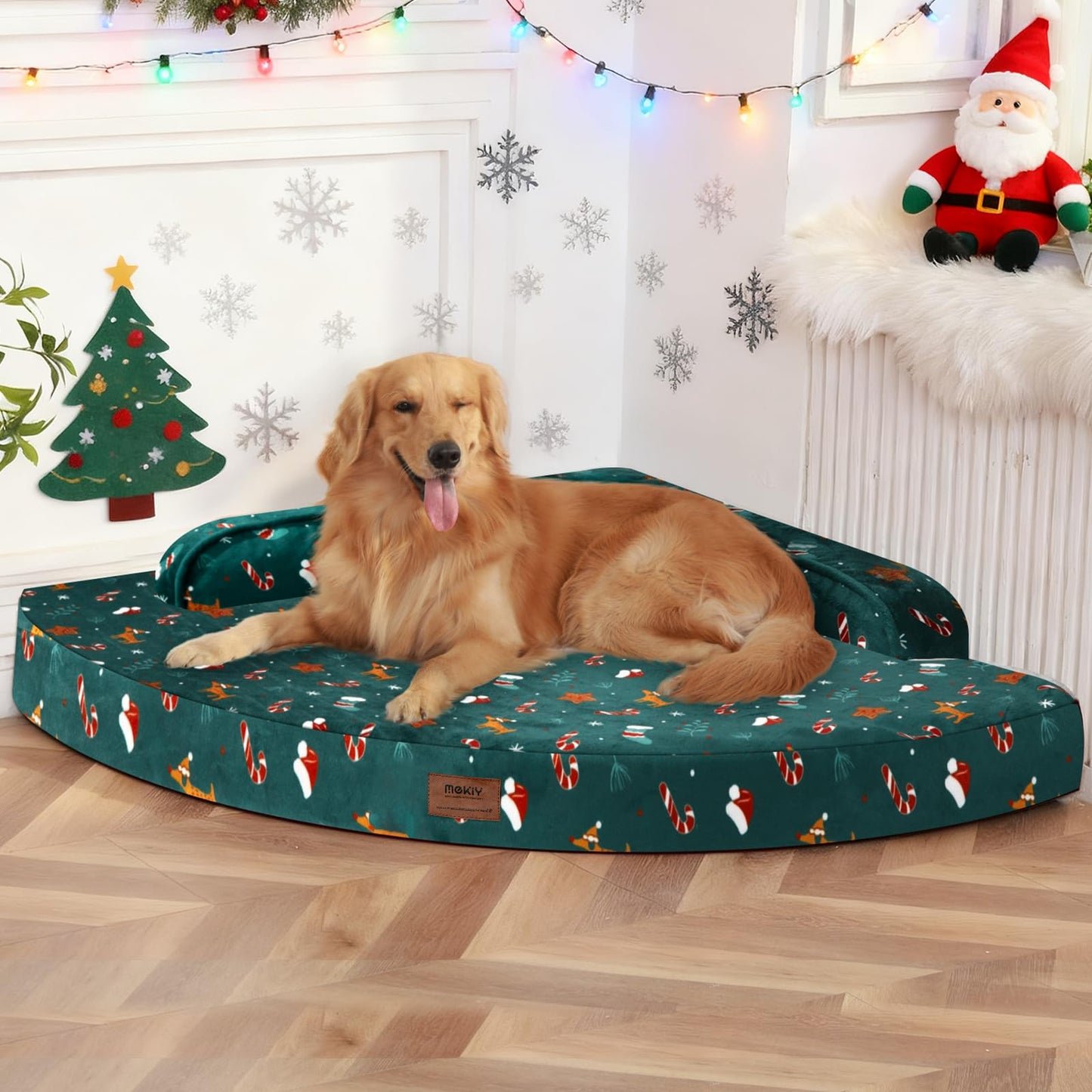MEKIY Large Dog Bed - XL Orthopedic Egg-Crate Memory Foam Dog Beds with Removable Washable Cover, Waterproof Pet Beds with Non-Slip Bottom, Grey