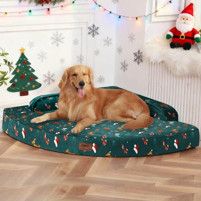 MEKIY Large Dog Bed - XL Orthopedic Egg-Crate Memory Foam Dog Beds with Removable Washable Cover, Waterproof Pet Beds with Non-Slip Bottom, Grey