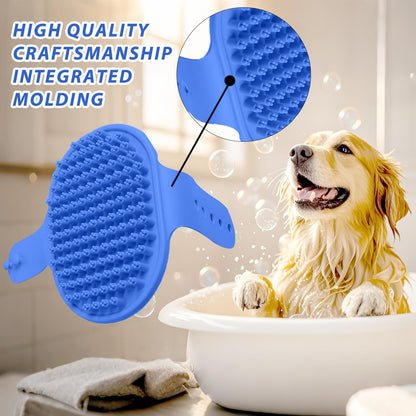 NVNAN Pet Hair Removal Glove for Dogs & Cats, 2-in-1 Deshedding Brush & Massage Mitt - Grooming Gloves for Shedding Control, Bathing and Washing, Safe for Short/Long Hair Pets 2-Pack (Blue)
