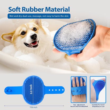 NVNAN Pet Hair Removal Glove for Dogs & Cats, 2-in-1 Deshedding Brush & Massage Mitt - Grooming Gloves for Shedding Control, Bathing and Washing, Safe for Short/Long Hair Pets 2-Pack (Blue)