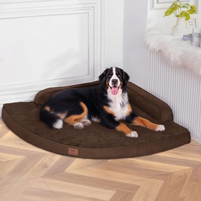 MEKIY Large Dog Bed - XL Orthopedic Egg-Crate Memory Foam Dog Beds with Removable Washable Cover, Waterproof Pet Beds with Non-Slip Bottom, Grey