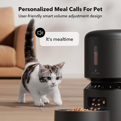 PETLIBRO Automatic Cat Feeder, 5G WiFi Automatic Dog Food Dispenser with Freshness Preservation, 5L Timed Pet Feeder with Low Food Sensor, Up to 10 Meals Per Day, Granary Black