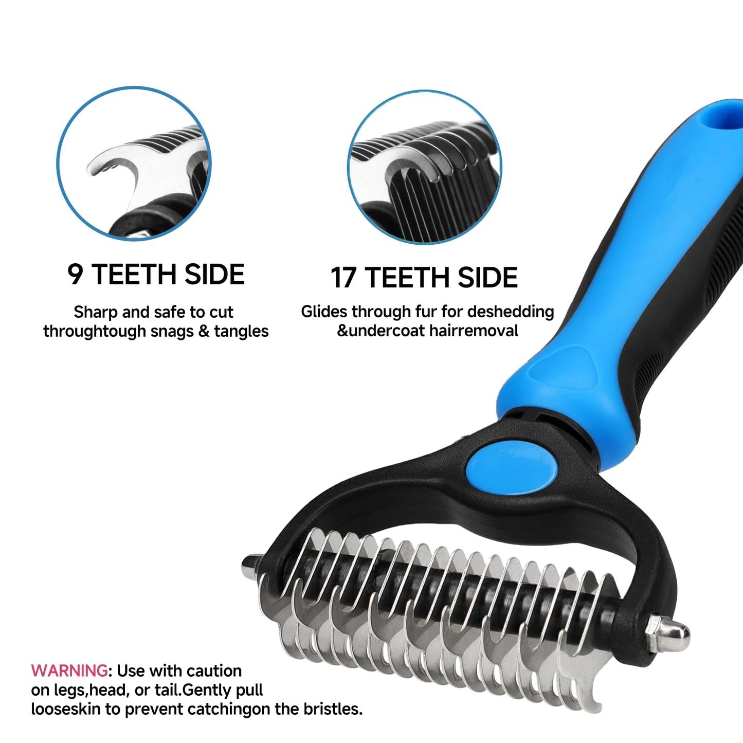NVNAN Pet Hair Removal Glove for Dogs & Cats, 2-in-1 Deshedding Brush & Massage Mitt - Grooming Gloves for Shedding Control, Bathing and Washing, Safe for Short/Long Hair Pets 2-Pack (Blue)