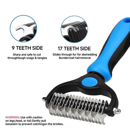NVNAN Pet Hair Removal Glove for Dogs & Cats, 2-in-1 Deshedding Brush & Massage Mitt - Grooming Gloves for Shedding Control, Bathing and Washing, Safe for Short/Long Hair Pets 2-Pack (Blue)