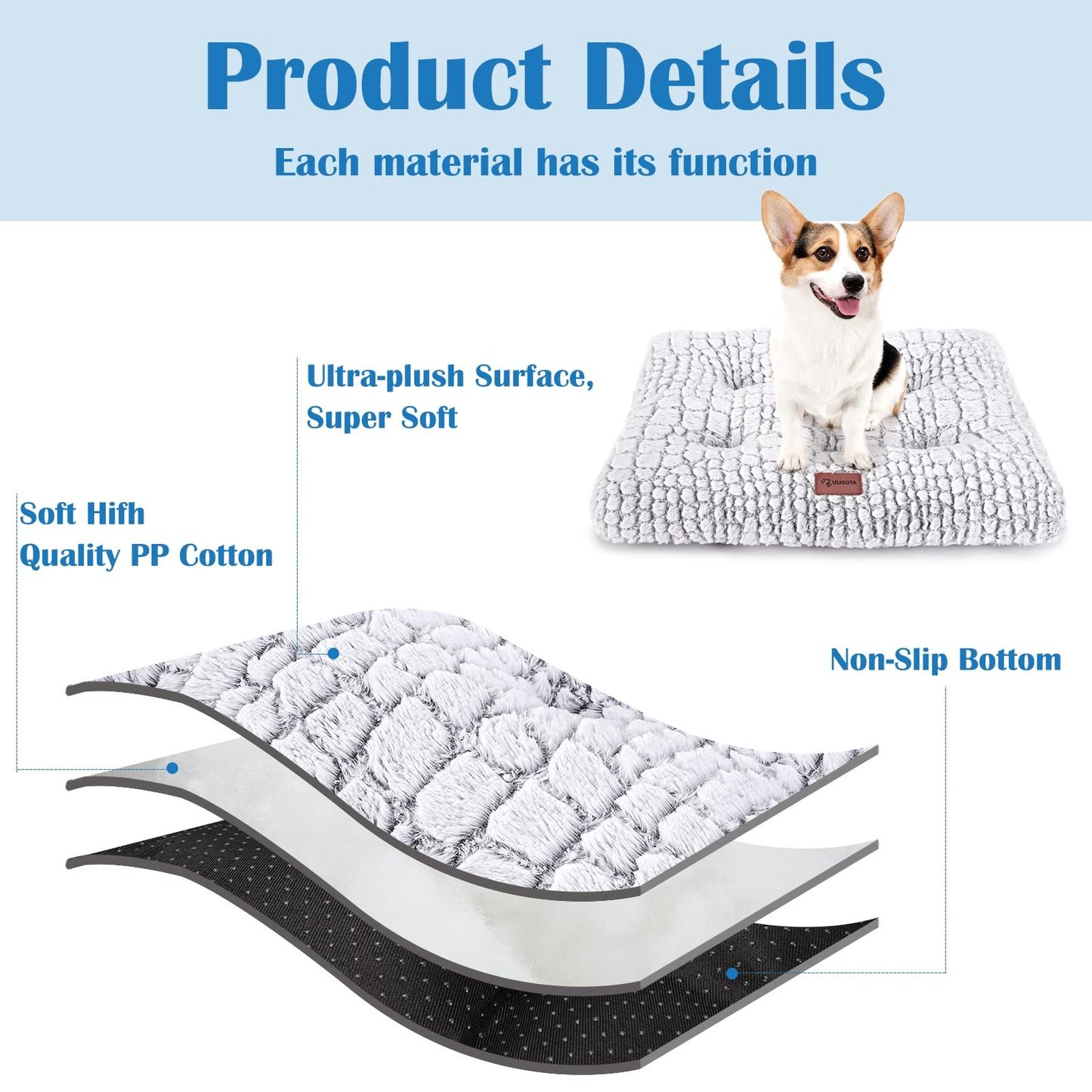 Dog Bed Crate Pad Plush Soft Dog Crate Bed for Medium Dogs and Cats Washable Anti-Slip Kennel Crate Mats for Sleeping and Anti Anxiety M