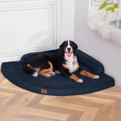 MEKIY Large Dog Bed - XL Orthopedic Egg-Crate Memory Foam Dog Beds with Removable Washable Cover, Waterproof Pet Beds with Non-Slip Bottom, Grey