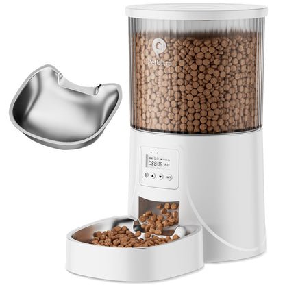 PETULTRA Automatic Cat Feeder: 4L Timed Cats Food Dispenser Programmable 1-6 Meal for Cat and Small Medium Dog- Auto Pet Feeder Easy to Set Up Dual Power Supply with Desiccant Bag| Detachable Washable