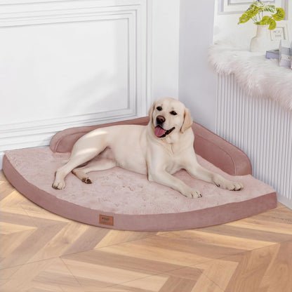 MEKIY Large Dog Bed - XL Orthopedic Egg-Crate Memory Foam Dog Beds with Removable Washable Cover, Waterproof Pet Beds with Non-Slip Bottom, Grey