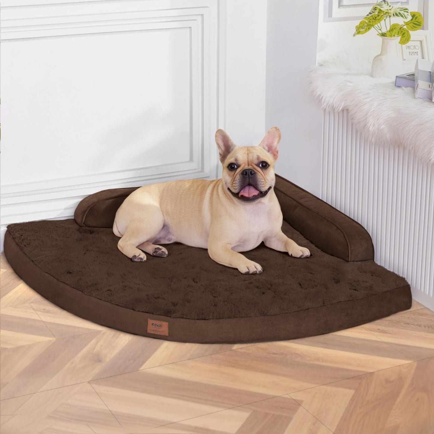 MEKIY Large Dog Bed - XL Orthopedic Egg-Crate Memory Foam Dog Beds with Removable Washable Cover, Waterproof Pet Beds with Non-Slip Bottom, Grey