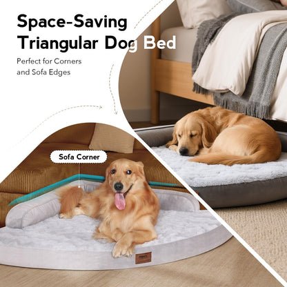 MEKIY Large Dog Bed - XL Orthopedic Egg-Crate Memory Foam Dog Beds with Removable Washable Cover, Waterproof Pet Beds with Non-Slip Bottom, Grey