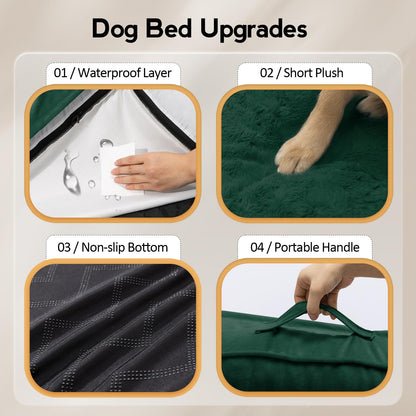 MEKIY Large Dog Bed - XL Orthopedic Egg-Crate Memory Foam Dog Beds with Removable Washable Cover, Waterproof Pet Beds with Non-Slip Bottom, Grey