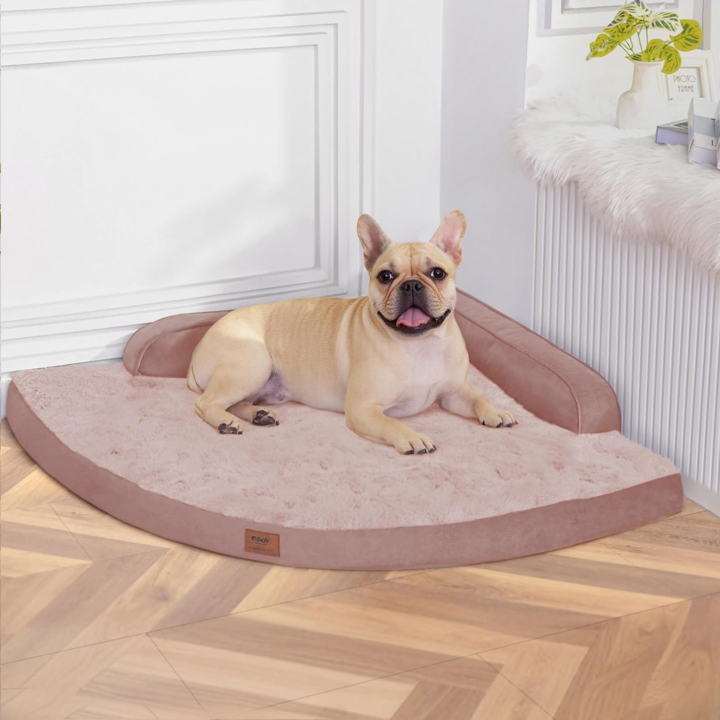 MEKIY Large Dog Bed - XL Orthopedic Egg-Crate Memory Foam Dog Beds with Removable Washable Cover, Waterproof Pet Beds with Non-Slip Bottom, Grey