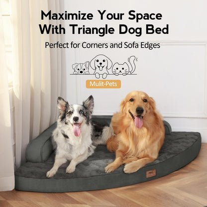 MEKIY Large Dog Bed - XL Orthopedic Egg-Crate Memory Foam Dog Beds with Removable Washable Cover, Waterproof Pet Beds with Non-Slip Bottom, Grey