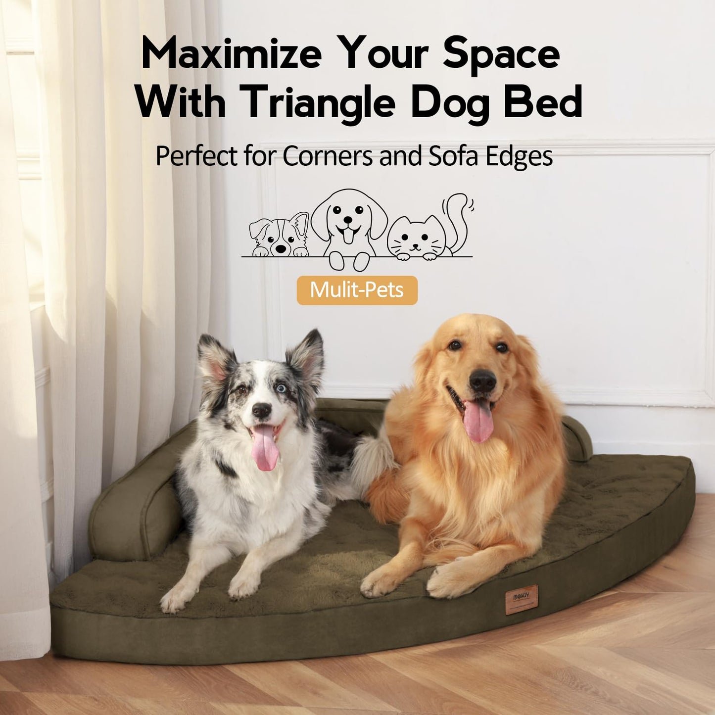MEKIY Large Dog Bed - XL Orthopedic Egg-Crate Memory Foam Dog Beds with Removable Washable Cover, Waterproof Pet Beds with Non-Slip Bottom, Grey