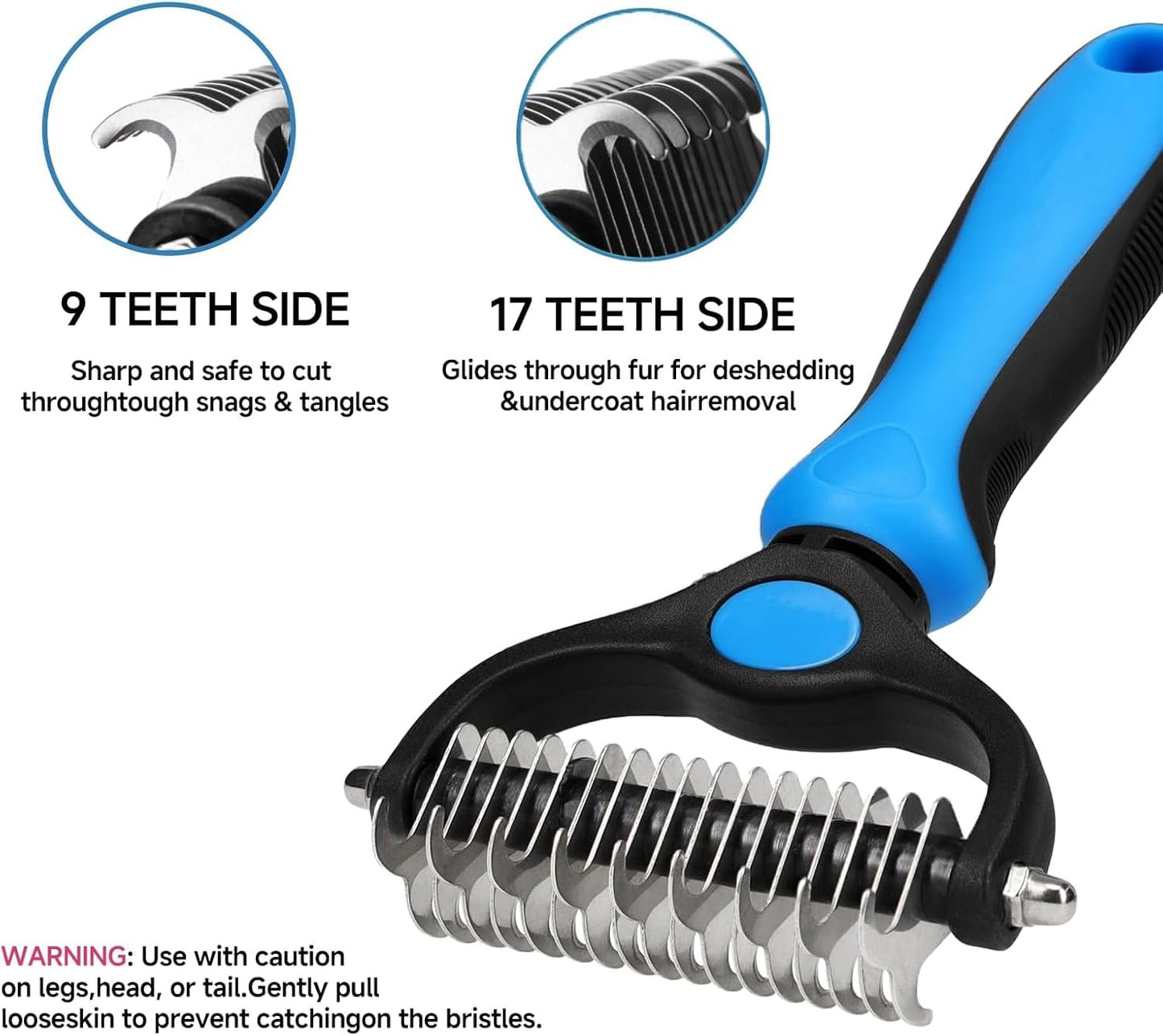 NVNAN Pet Hair Removal Glove for Dogs & Cats, 2-in-1 Deshedding Brush & Massage Mitt - Grooming Gloves for Shedding Control, Bathing and Washing, Safe for Short/Long Hair Pets 2-Pack (Blue)