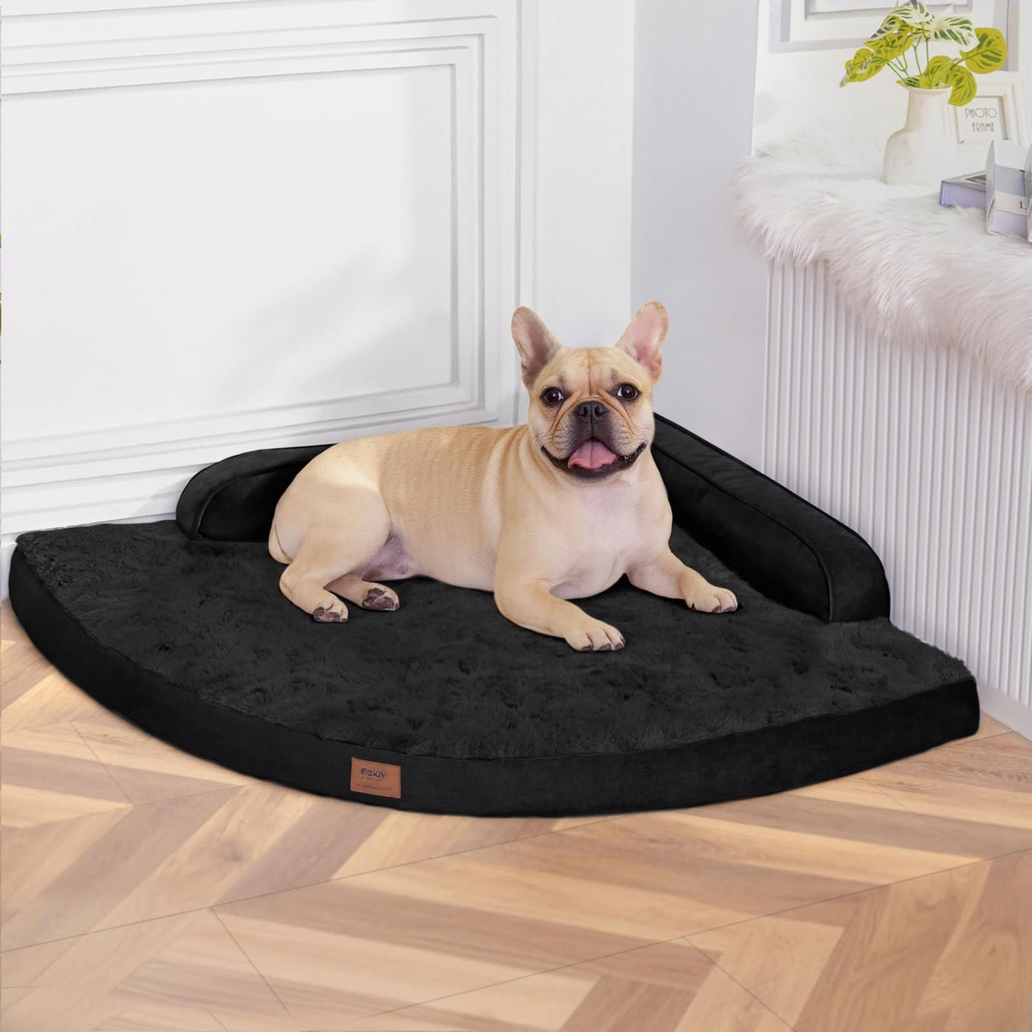 MEKIY Large Dog Bed - XL Orthopedic Egg-Crate Memory Foam Dog Beds with Removable Washable Cover, Waterproof Pet Beds with Non-Slip Bottom, Grey