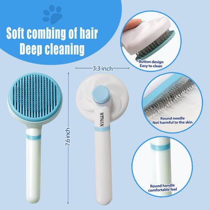 NVNAN Pet Hair Removal Glove for Dogs & Cats, 2-in-1 Deshedding Brush & Massage Mitt - Grooming Gloves for Shedding Control, Bathing and Washing, Safe for Short/Long Hair Pets 2-Pack (Blue)