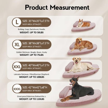 MEKIY Large Dog Bed - XL Orthopedic Egg-Crate Memory Foam Dog Beds with Removable Washable Cover, Waterproof Pet Beds with Non-Slip Bottom, Grey