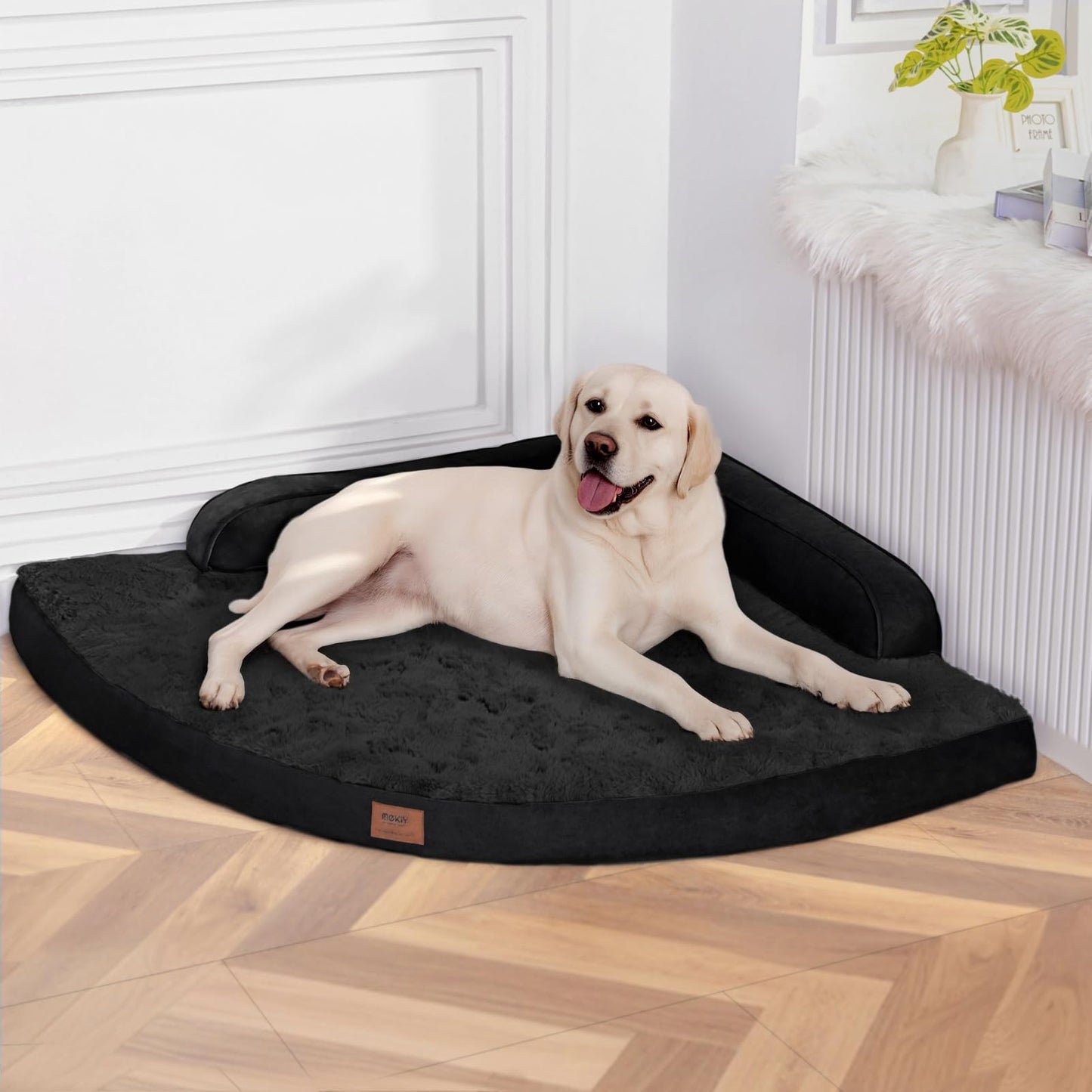 MEKIY Large Dog Bed - XL Orthopedic Egg-Crate Memory Foam Dog Beds with Removable Washable Cover, Waterproof Pet Beds with Non-Slip Bottom, Grey