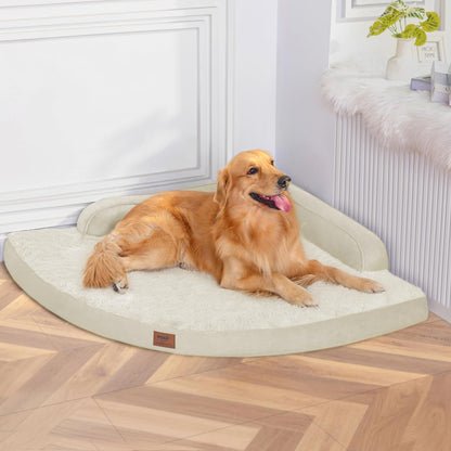 MEKIY Large Dog Bed - XL Orthopedic Egg-Crate Memory Foam Dog Beds with Removable Washable Cover, Waterproof Pet Beds with Non-Slip Bottom, Grey