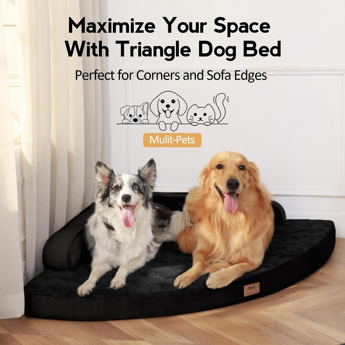 MEKIY Large Dog Bed - XL Orthopedic Egg-Crate Memory Foam Dog Beds with Removable Washable Cover, Waterproof Pet Beds with Non-Slip Bottom, Grey