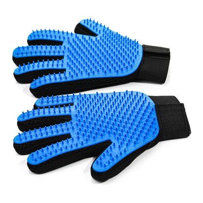 NVNAN Pet Hair Removal Glove for Dogs & Cats, 2-in-1 Deshedding Brush & Massage Mitt - Grooming Gloves for Shedding Control, Bathing and Washing, Safe for Short/Long Hair Pets 2-Pack (Blue)