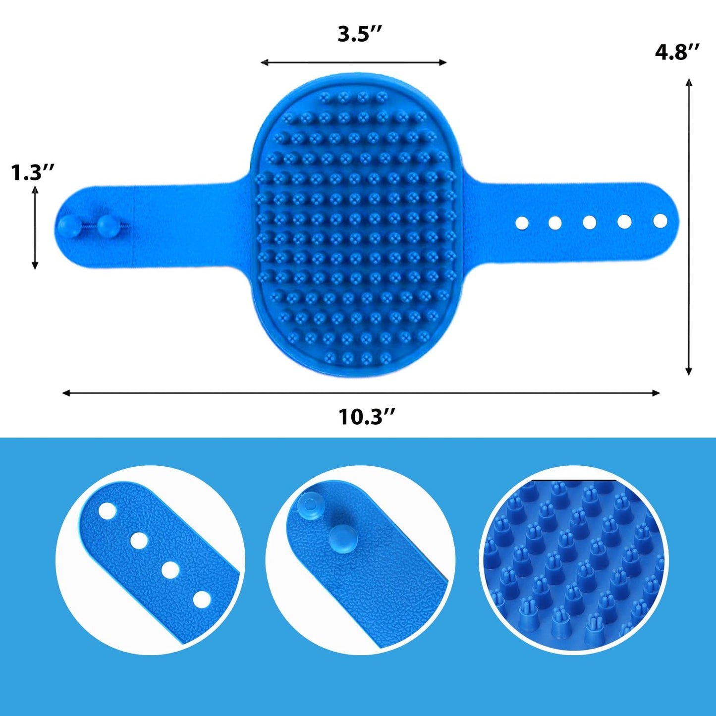 NVNAN Pet Hair Removal Glove for Dogs & Cats, 2-in-1 Deshedding Brush & Massage Mitt - Grooming Gloves for Shedding Control, Bathing and Washing, Safe for Short/Long Hair Pets 2-Pack (Blue)