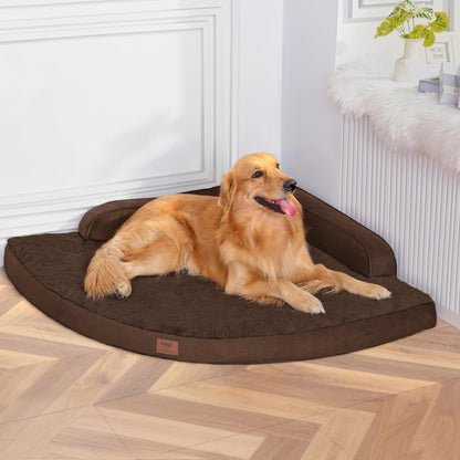 MEKIY Large Dog Bed - XL Orthopedic Egg-Crate Memory Foam Dog Beds with Removable Washable Cover, Waterproof Pet Beds with Non-Slip Bottom, Grey