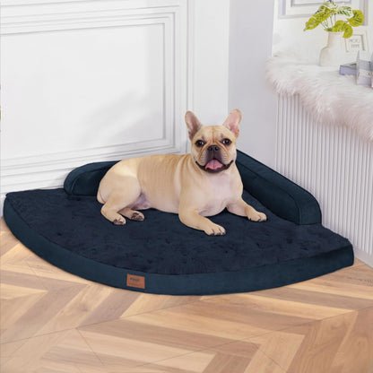 MEKIY Large Dog Bed - XL Orthopedic Egg-Crate Memory Foam Dog Beds with Removable Washable Cover, Waterproof Pet Beds with Non-Slip Bottom, Grey