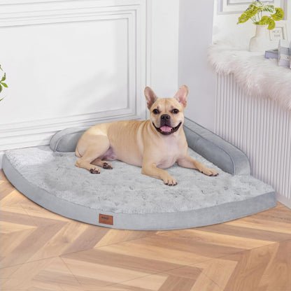 MEKIY Large Dog Bed - XL Orthopedic Egg-Crate Memory Foam Dog Beds with Removable Washable Cover, Waterproof Pet Beds with Non-Slip Bottom, Grey
