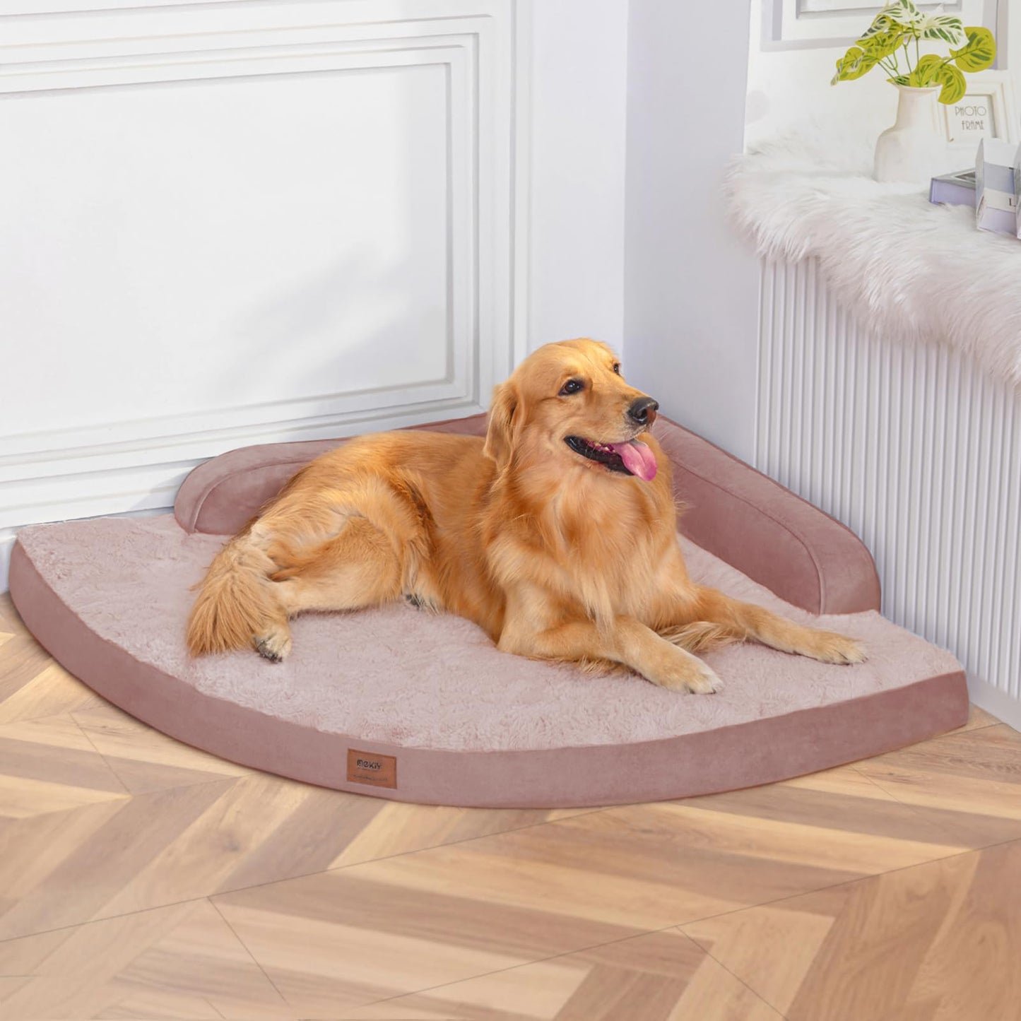 MEKIY Large Dog Bed - XL Orthopedic Egg-Crate Memory Foam Dog Beds with Removable Washable Cover, Waterproof Pet Beds with Non-Slip Bottom, Grey
