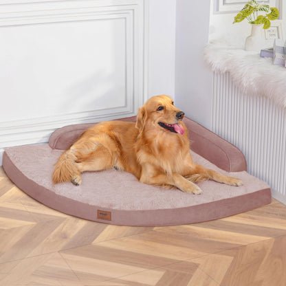 MEKIY Large Dog Bed - XL Orthopedic Egg-Crate Memory Foam Dog Beds with Removable Washable Cover, Waterproof Pet Beds with Non-Slip Bottom, Grey
